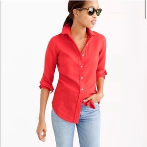 J. Crew the perfect shirt in orange 100% linen